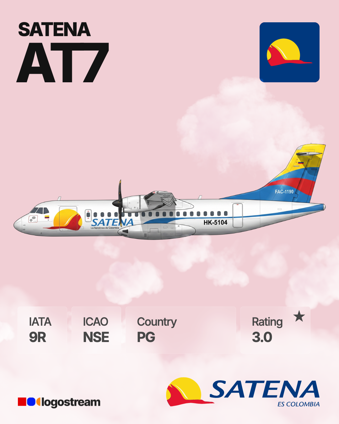 SATENA aircraft livery – NSE airline logo on aircraft