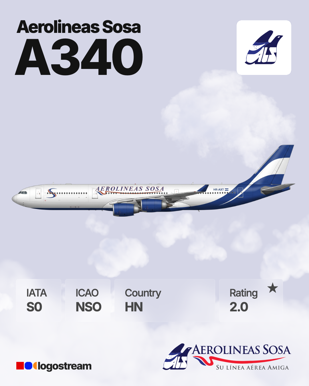Aerolíneas Sosa airline logo – NSO brand asset