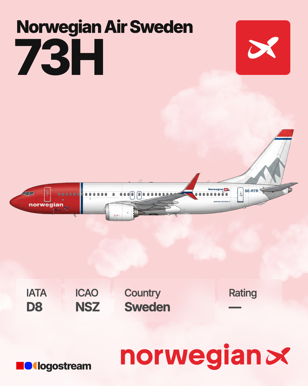 Norwegian Air Sweden (NSZ) Aircraft Livery – Airline Logo API Norwegian Air Sweden aircraft livery – NSZ airline logo on aircraft