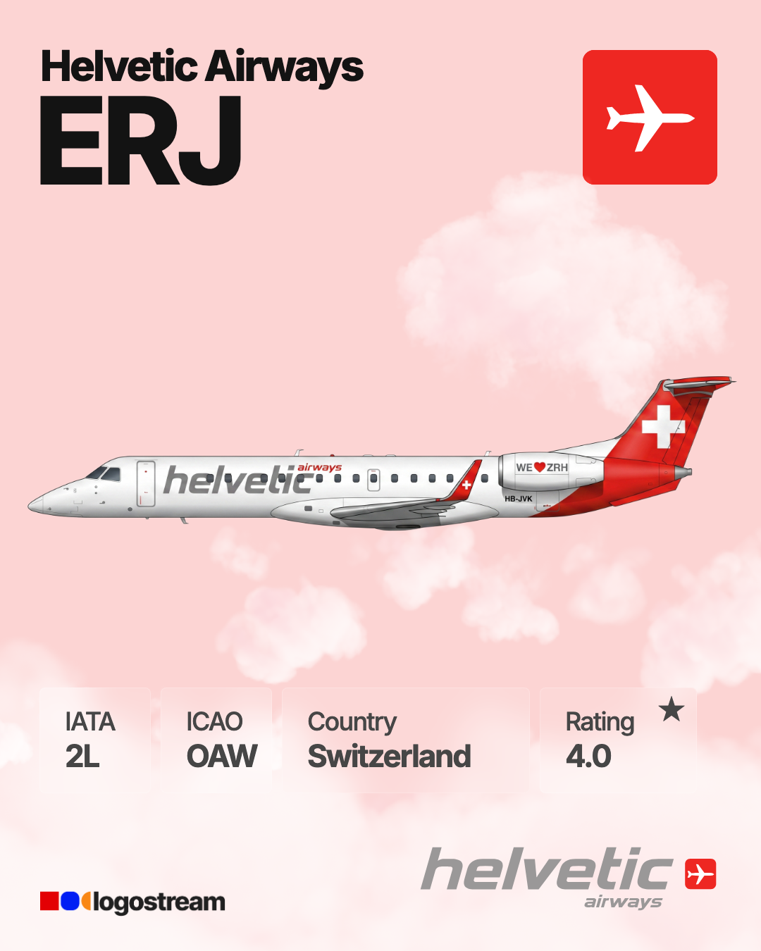 Helvetic Airways aircraft livery – OAW airline logo on aircraft
