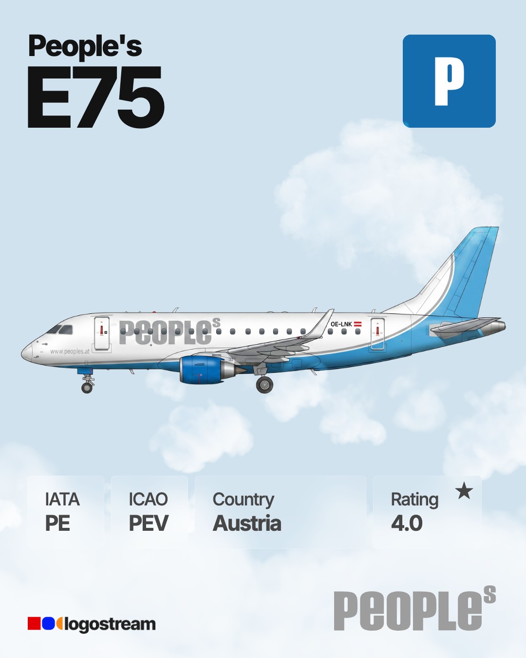 People's aircraft livery – PEV airline logo on aircraft