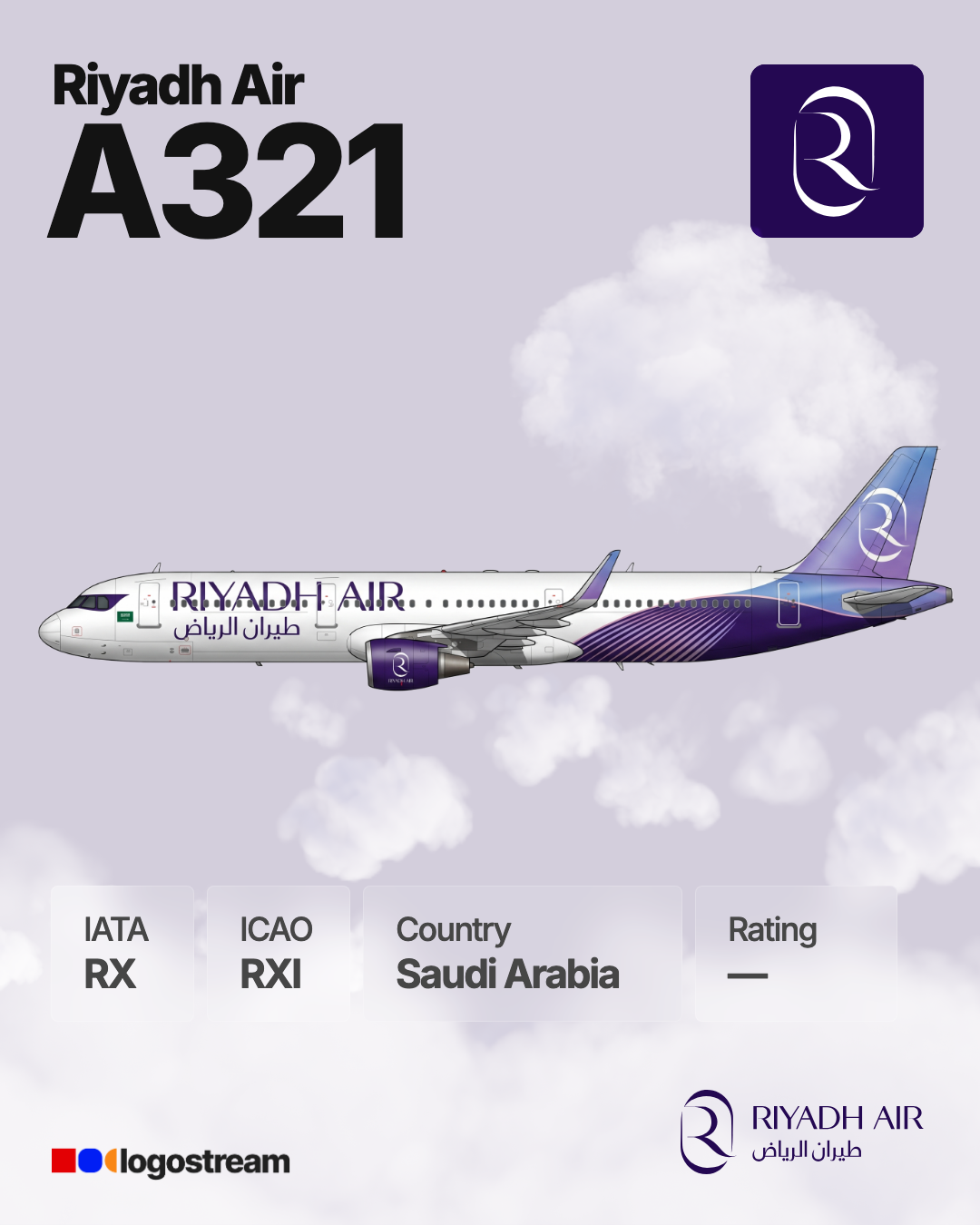 Riyadh Air aircraft livery – RXI airline logo on aircraft