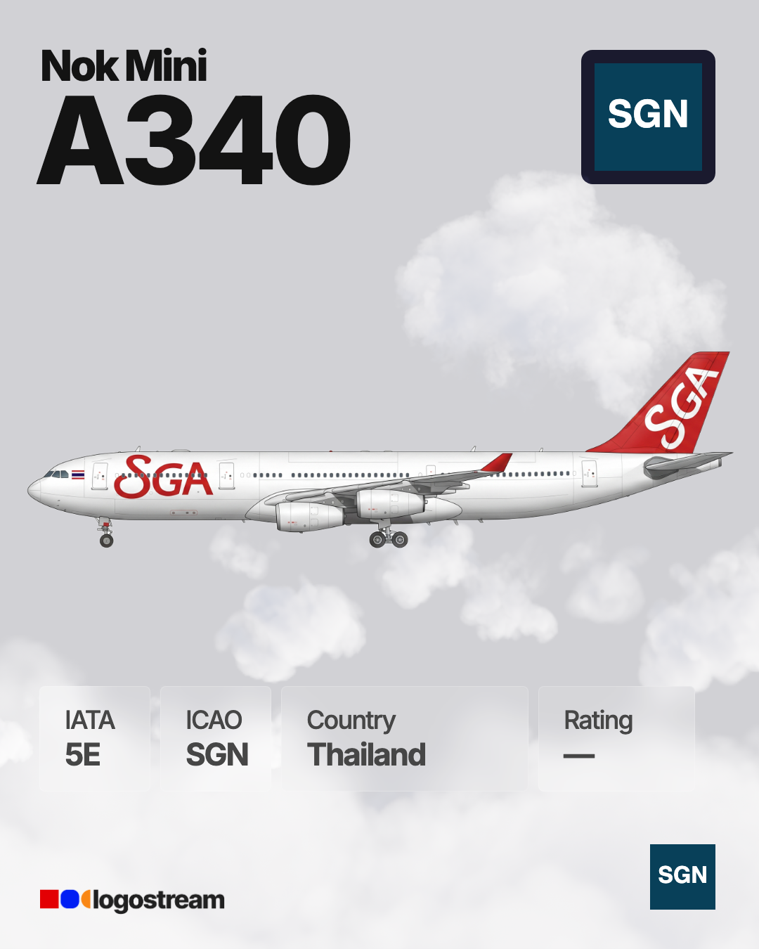 SGA Airlines aircraft livery – SGN airline logo on aircraft