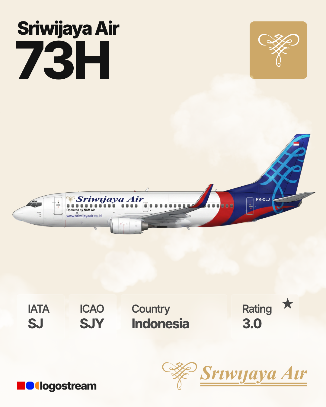 Sriwijaya Air aircraft livery – SJY airline logo on aircraft