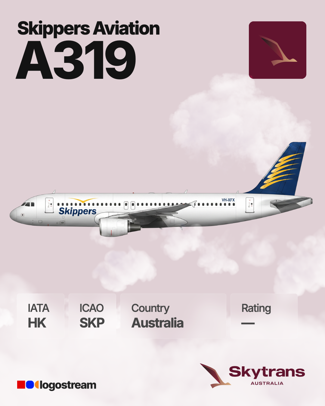 Skytrans Australia aircraft livery – SKP airline logo on aircraft
