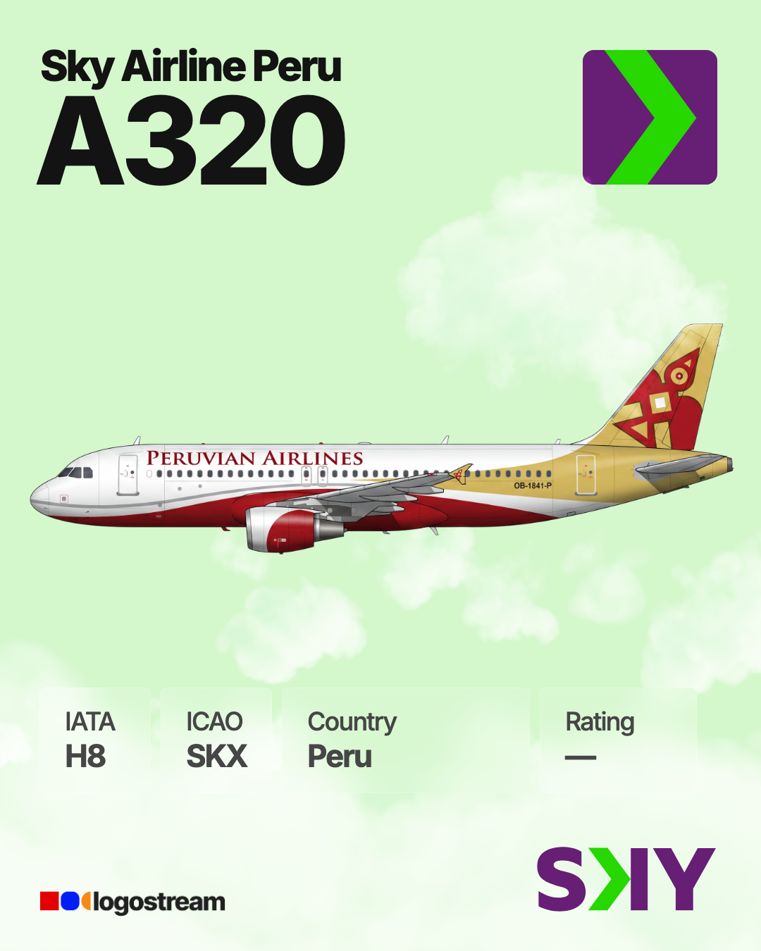 Sky Airline Peru aircraft livery – SKX airline logo on aircraft