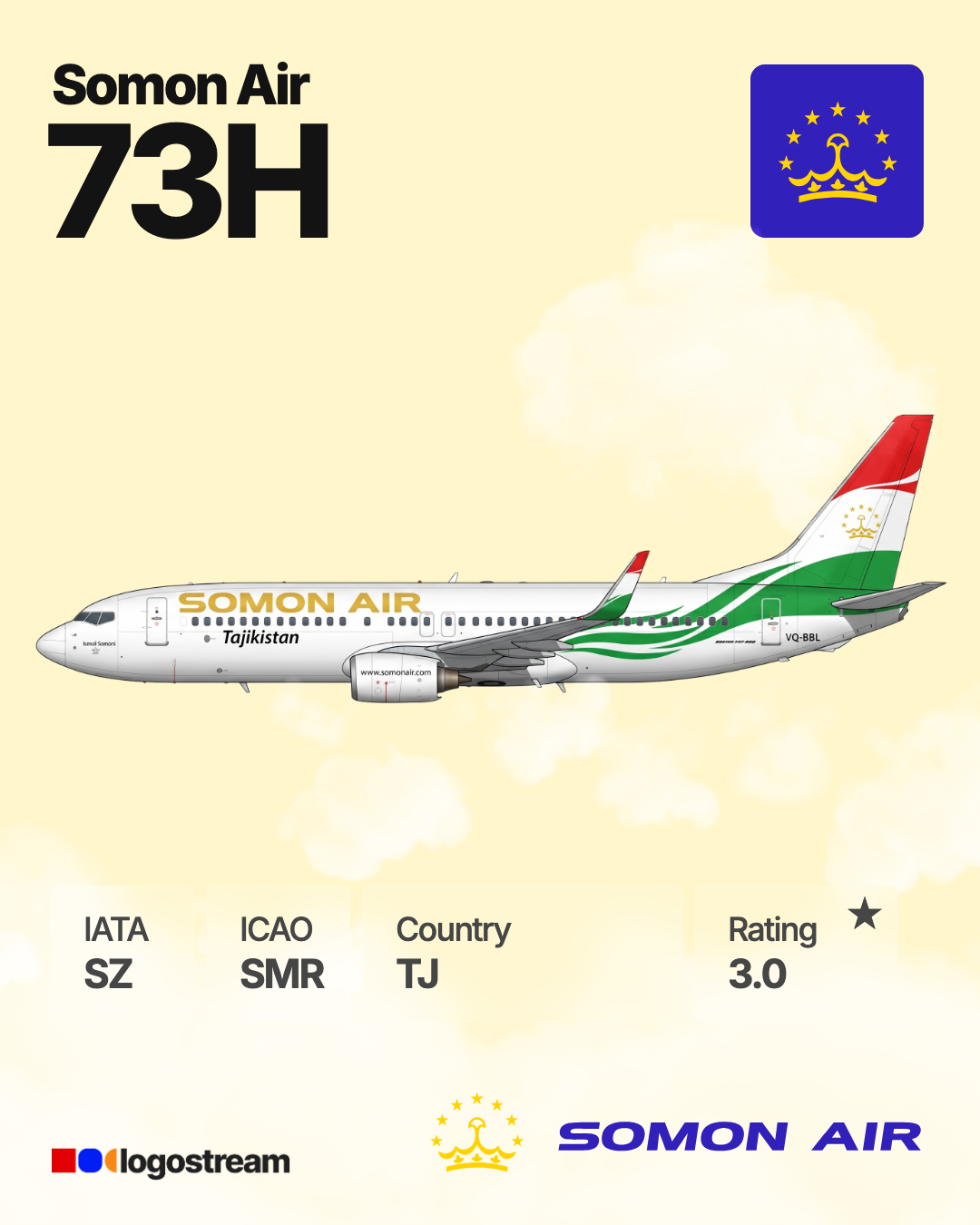 Somon Air aircraft livery – SMR airline logo on aircraft