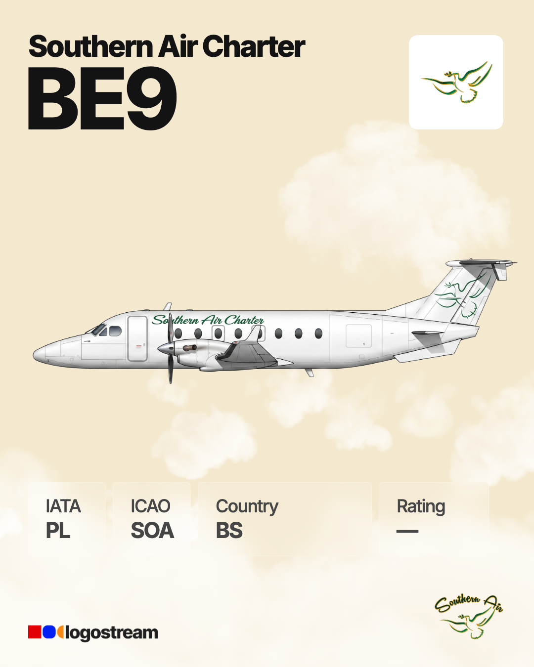 Southern Air Charter aircraft livery – SOA airline logo on aircraft