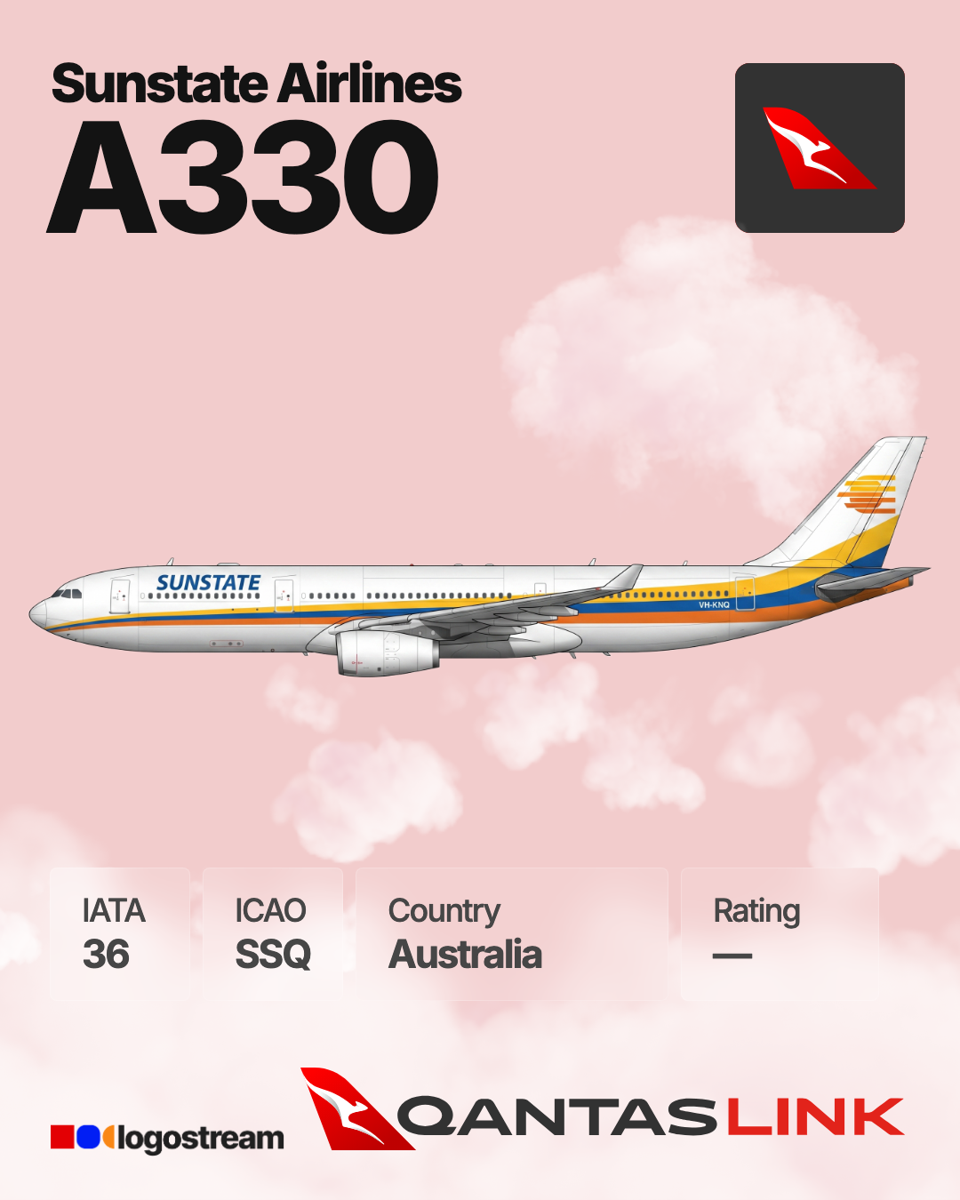 Sunstate Airlines aircraft livery – SSQ airline logo on aircraft
