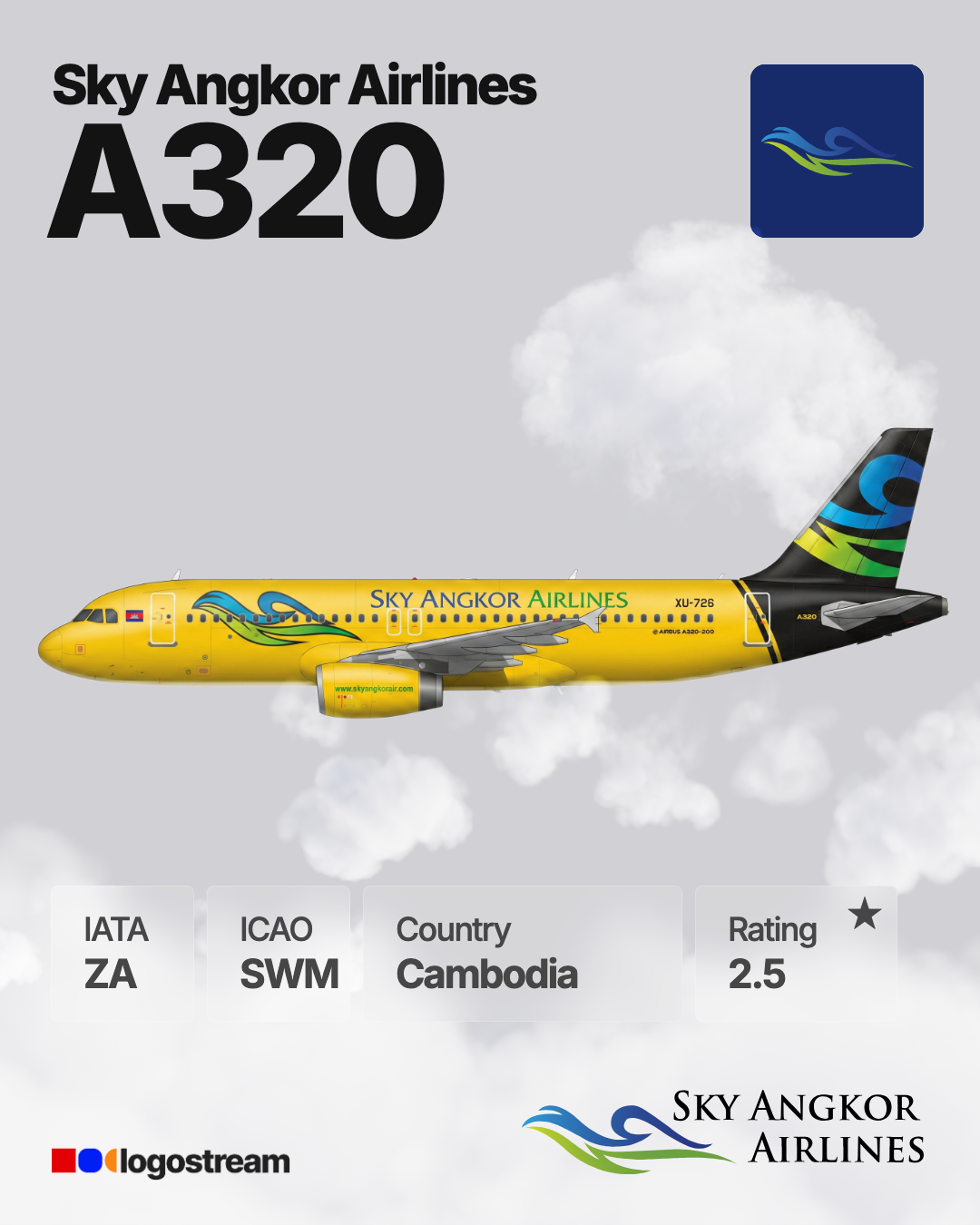 Sky Angkor Airlines aircraft livery – SWM airline logo on aircraft