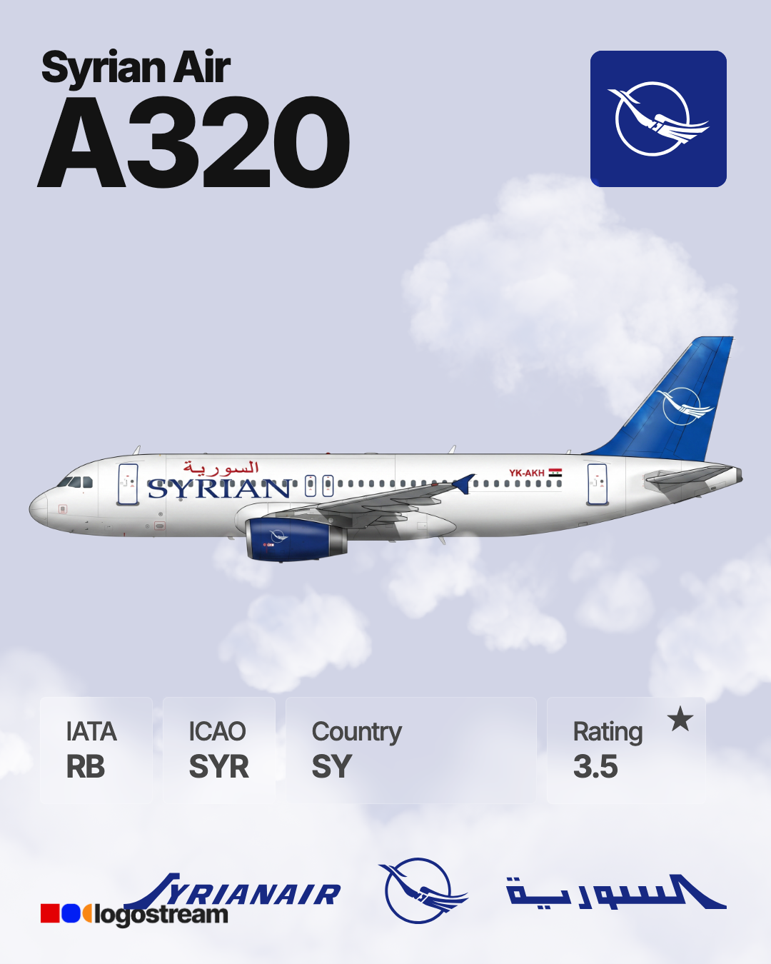 Syrian Air (SYR) Aircraft Livery – Airline Logo API Syrian Air aircraft livery – SYR airline logo on aircraft
