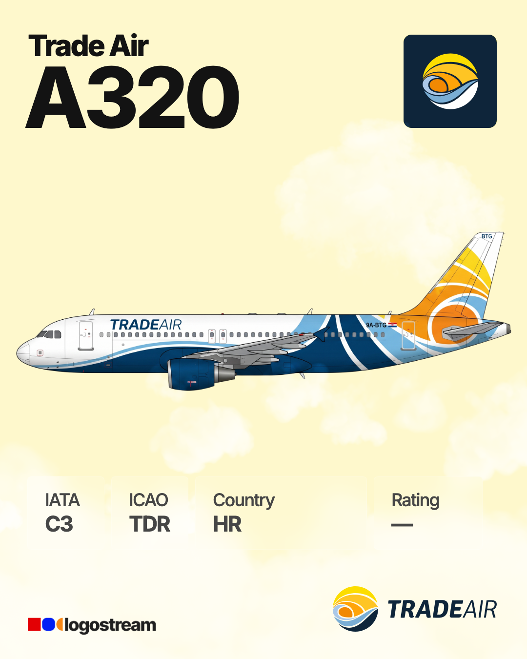 Trade Air aircraft livery – TDR airline logo on aircraft