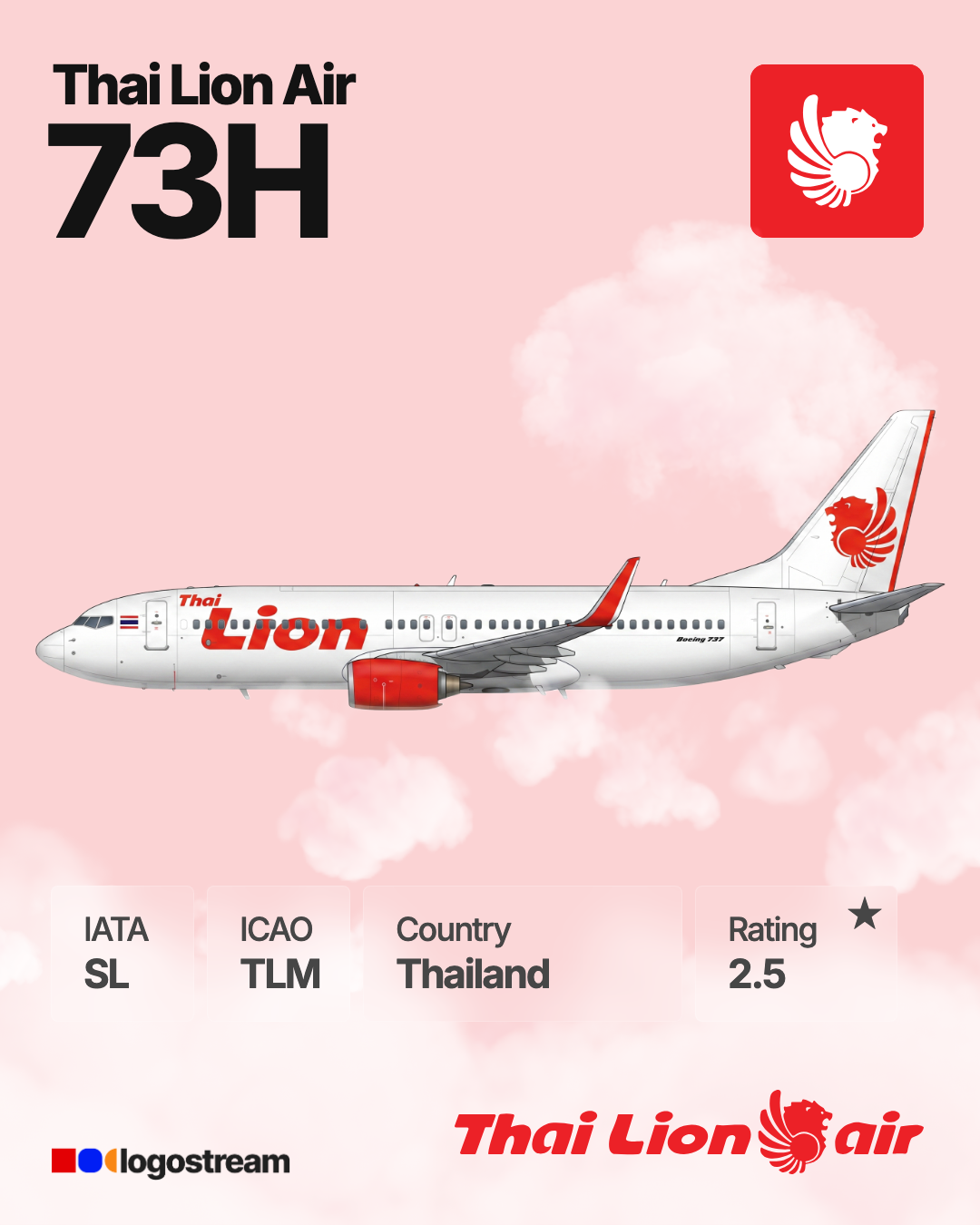 Thai Lion Air aircraft livery – TLM airline logo on aircraft