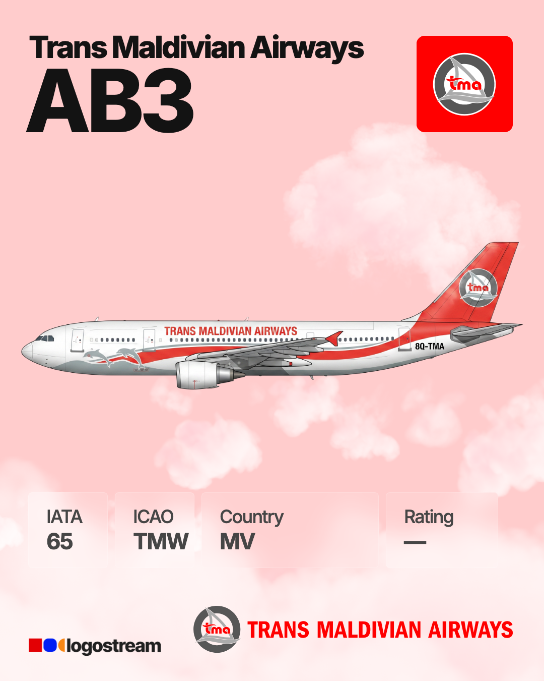 Trans Maldivian Airways aircraft livery – TMW airline logo on aircraft