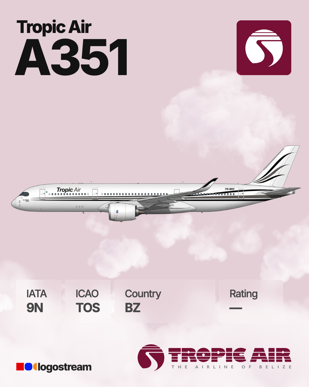 Tropic Air aircraft livery – TOS airline logo on aircraft