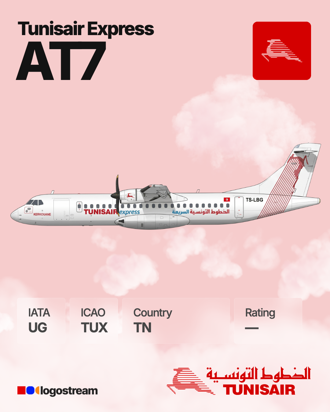 Tunisair Express aircraft livery – TUX airline logo on aircraft