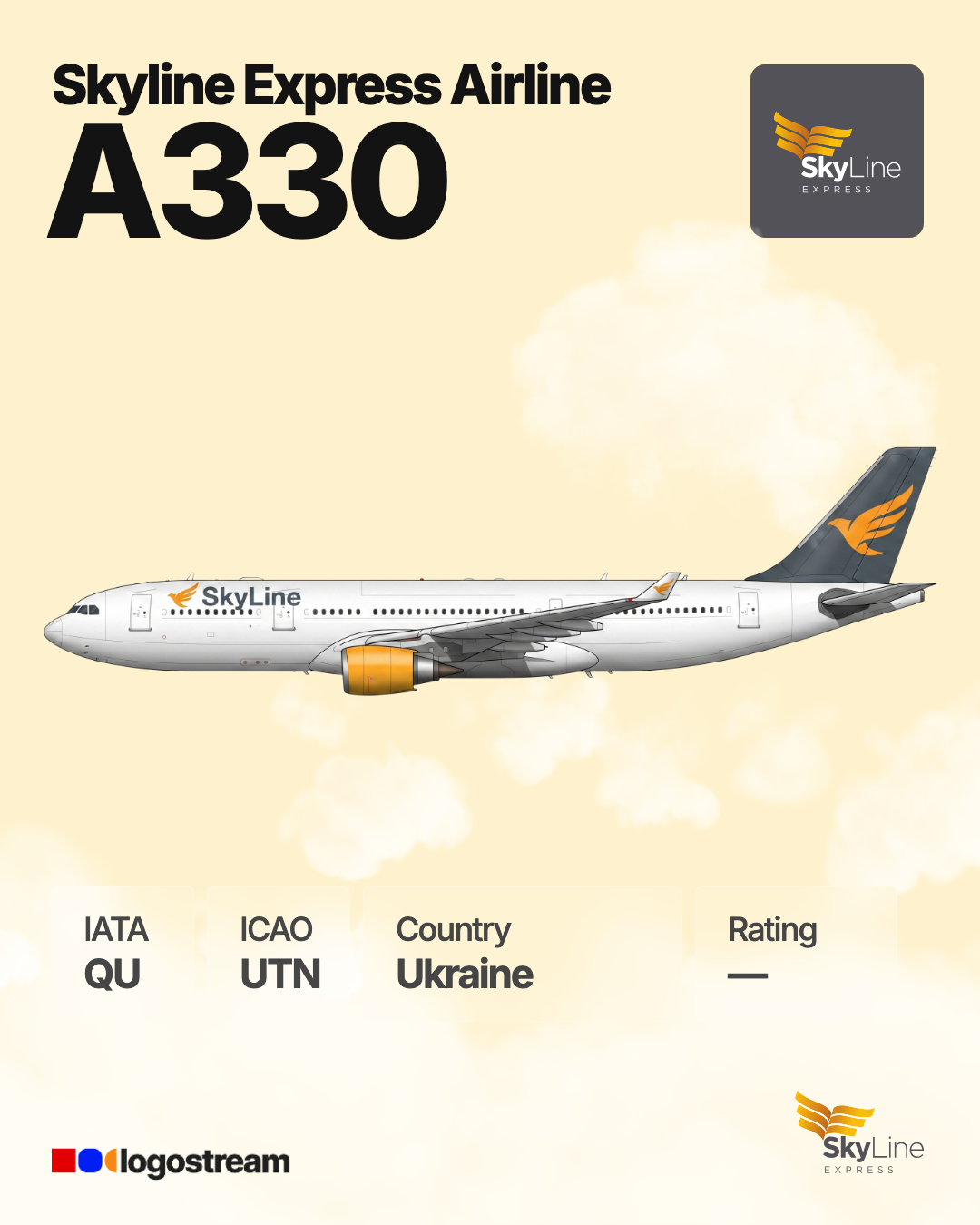 Skyline Express aircraft livery – UTN airline logo on aircraft