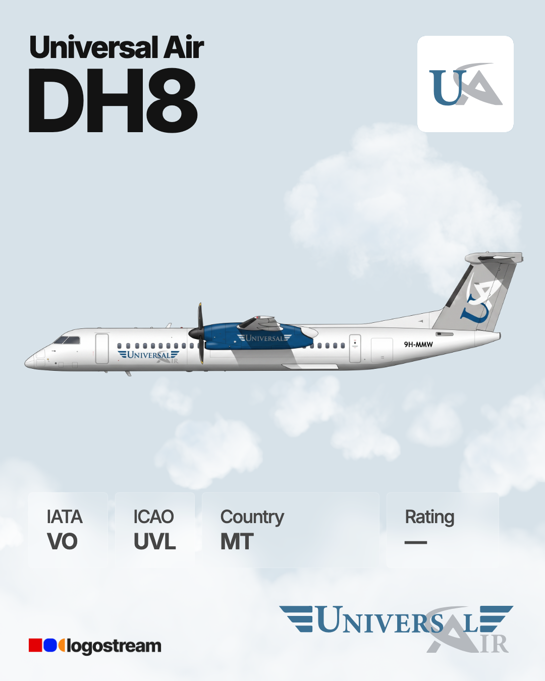 Universal Air (UVL) Aircraft Livery – Airline Logo API Universal Air aircraft livery – UVL airline logo on aircraft