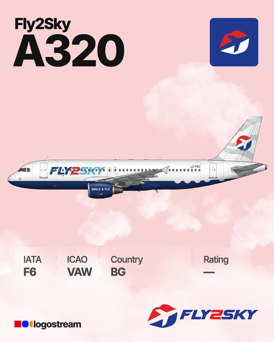 Fly2Sky Airlines aircraft livery – VAW airline logo on aircraft