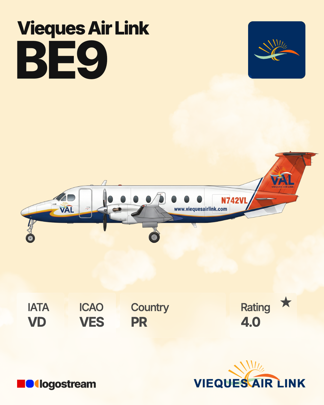 Vieques Air Link (VES) Aircraft Livery – Airline Logo API Vieques Air Link aircraft livery – VES airline logo on aircraft