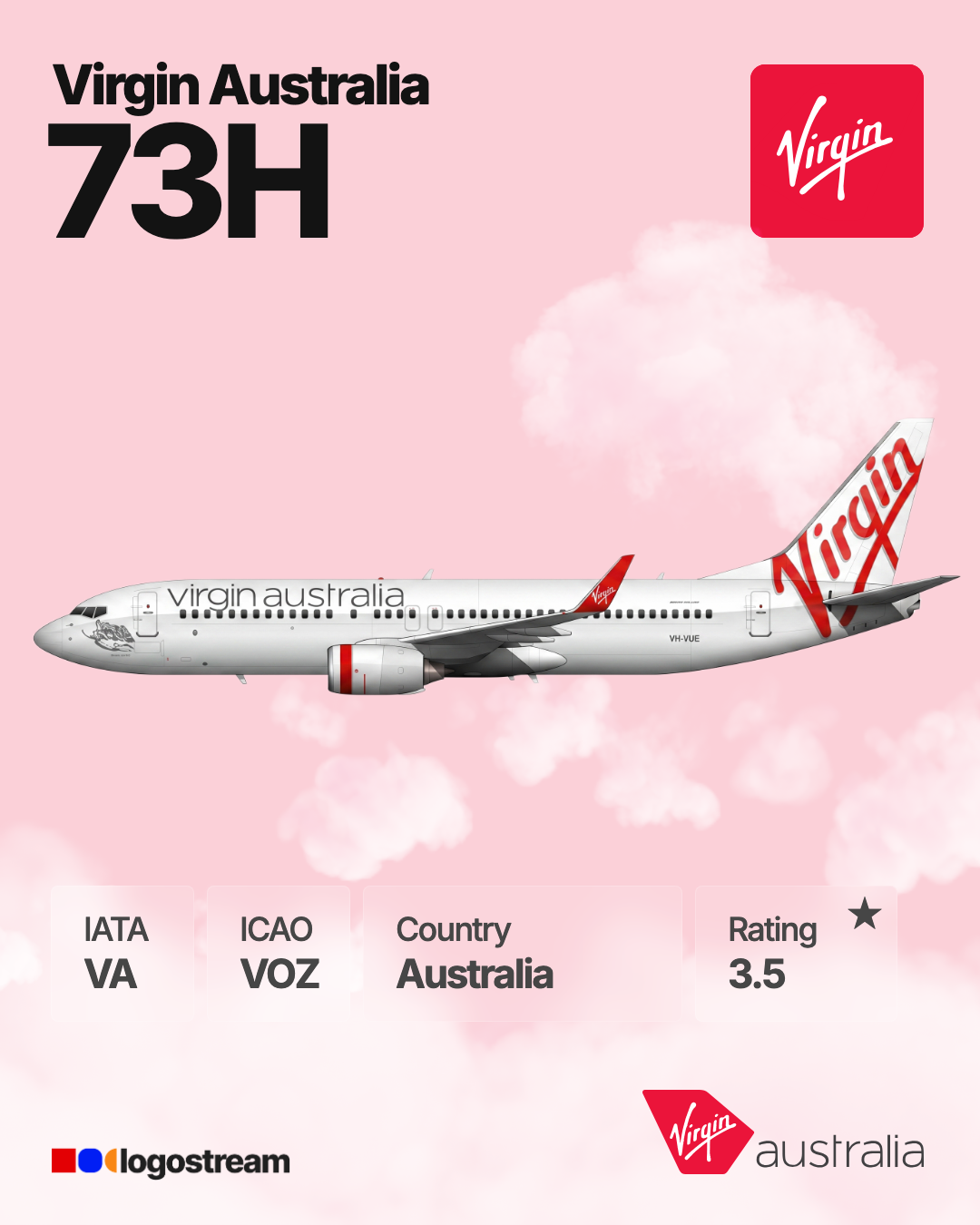 Virgin Samoa aircraft livery – VOZ airline logo on aircraft