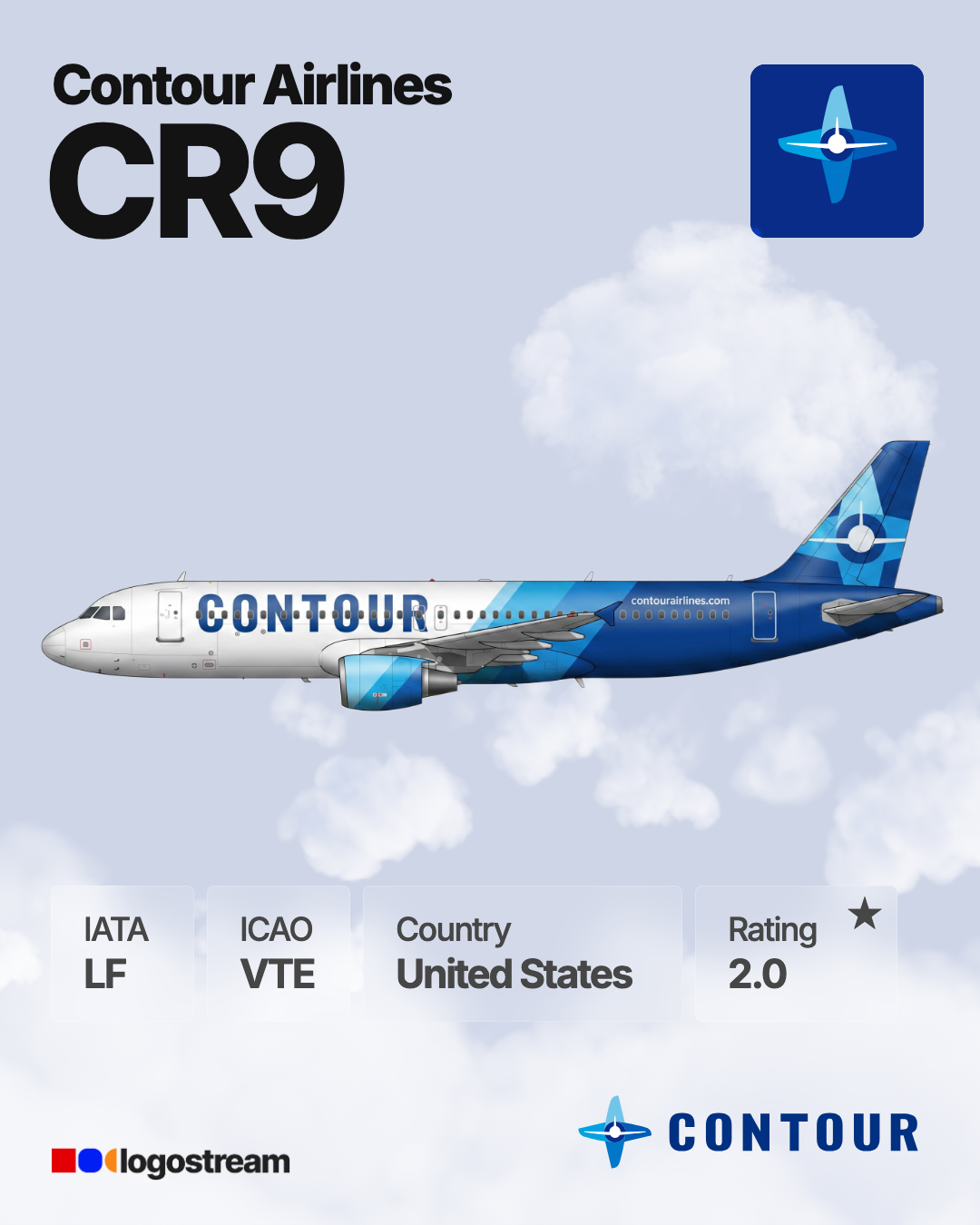 Contour Airlines aircraft livery – VTE airline logo on aircraft