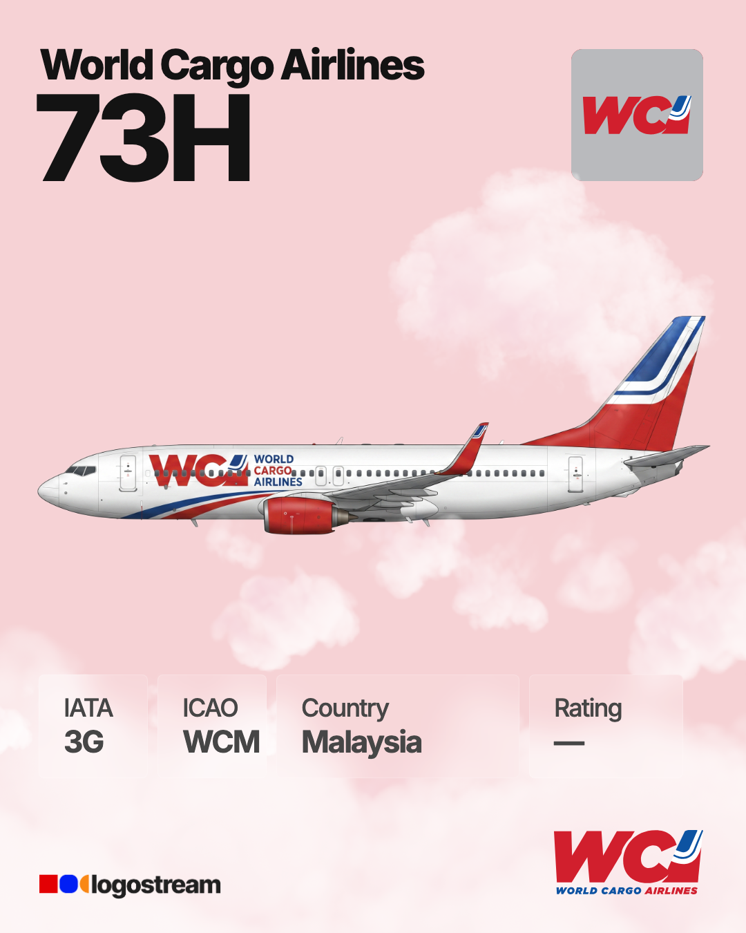 World Cargo Airlines (WCM) Aircraft Livery – Airline Logo API World Cargo Airlines aircraft livery – WCM airline logo on aircraft
