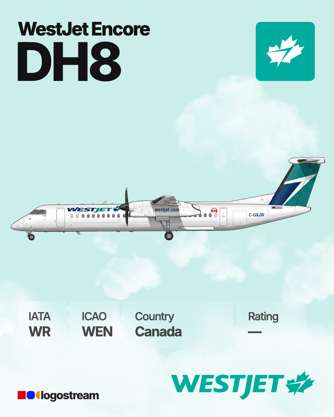 WestJet Encore aircraft livery – WEN airline logo on aircraft