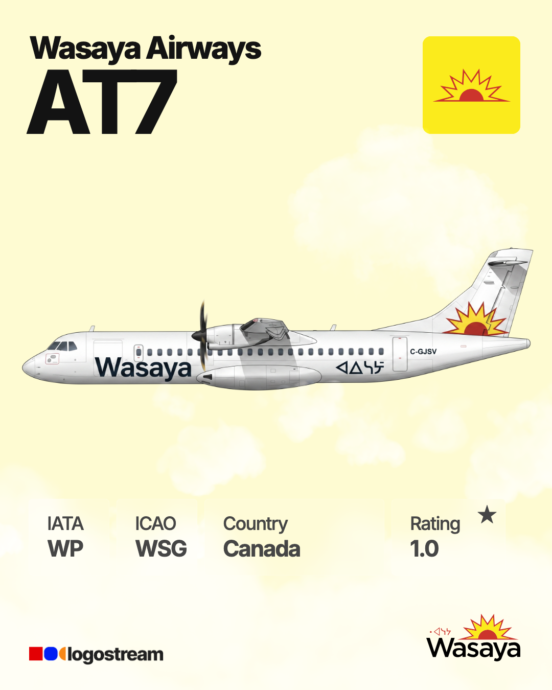 Wasaya Airways aircraft livery – WSG airline logo on aircraft