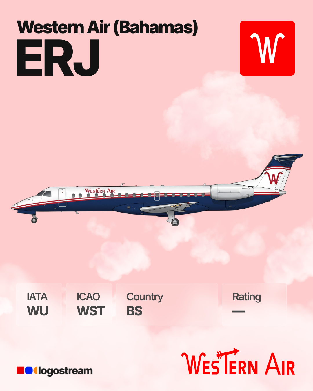 Western Air aircraft livery – WST airline logo on aircraft