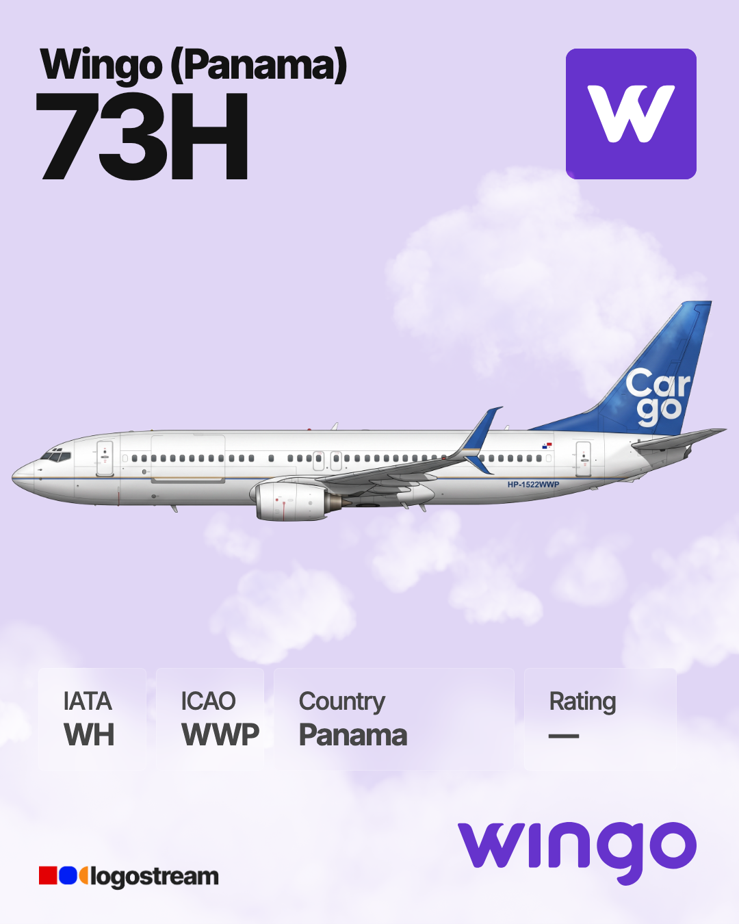 Wingo Panama aircraft livery – WWP airline logo on aircraft